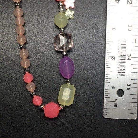 OshKosh Bgosh Necklace Silver Star Transluscent Pink Yellow Purple Green Glitter - Picture 5 of 6